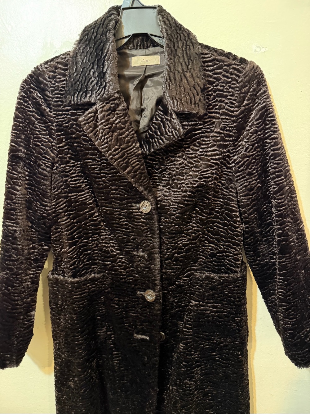 Classic Women's Faux Fur Pea Coat in Black